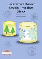 Vorschau - Mal- und Bastelvorlagen - Winterliche Laternen basteln - mit dem Öltrick - Deckblatt