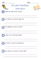 Vorschau - Arbeitsblätter - Die fünf Sinne Arbeitsblatt 1. & 2.Klasse Sinnesorgane Arbeitsblatt mit Lösungen - Seite 1
