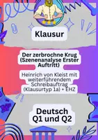 Vorschau - Klassenarbeiten - Klausur Deutsch – Der zerbrochne Krug: Szenenanalyse - Deckblatt