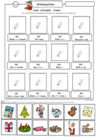 Vorschau - Arbeitsblätter - Lesen Schneiden Kleben Weihnachten, Leseübung Wörter erste Sätze, 1.Klasse, 2.Klasse, DaZ, Förderschule - Seite 1