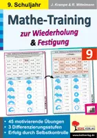 Vorschau - Arbeitsblätter - Mathe-Training Klasse 9 | Potenzen, Wurzeln, Gleichungssysteme, Pythagoras, Zylinder, Kegel, Pyramide | 3 Niveaustufen Differenzierung Mathematik Sekundarstufe Lösungen - Deckblatt