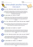 Vorschau - Arbeitsblätter - Unterschiede zwischen Tieren Arbeitsblatt 1. & 2.Klasse Artenvielfalt Arbeitsblatt mit Lösungen - Seite 2