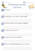 Vorschau - Arbeitsblätter - Entwicklung eines Eies Arbeitsblatt 1. & 2.Klasse Embryonalentwicklung Arbeitsblatt mit Lösungen - Seite 1