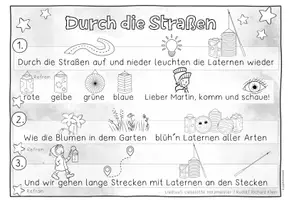Vorschau - Merkblätter - "Durch die Straßen auf und nieder" - illustrierter Liedtext zum Mitsingen - Seite 3