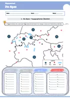 Vorschau - Klassenarbeiten - Klassenarbeit Alpen - Klassenarbeit mit Lernzettel, Übungsaufgaben und Lösungen - Seite 1