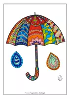 Vorschau - Mal- und Bastelvorlagen - Regenwetter Zentangle zum Ausmalen - Seite 1