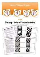 Vorschau - Arbeitsblätter - Schraffurtechniken / Schraffieren (Kunst 9. - 10. Klasse) - Deckblatt