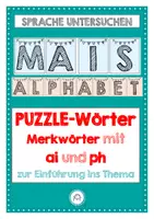 Vorschau - Spiele - Merkwörter mit ai und ph. Puzzle-Wörter zur Einführung - Deckblatt