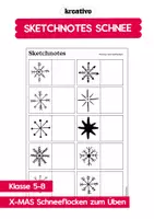 Vorschau - Mal- und Bastelvorlagen - Sketchnotes Weihnachten Übungen Schneeflocken - Deckblatt