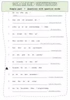 Vorschau - Arbeitsblätter - scrambled sentences - questions - simple past - Seite 1
