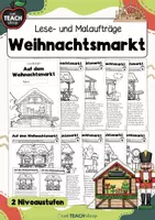 Vorschau - Arbeitsblätter - Auf dem Weihnachtsmarkt - Lese- & Malaufträge - Deckblatt