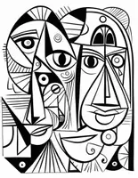 Vorschau - Mal- und Bastelvorlagen - 100 Picasso-Gesichter zum Ausmalen - Seite 1
