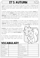 Vista previa - Hojas de trabajo - It's Autumn - Reading Comprehension (2-times differentiated + Conversation Strips) - página 2