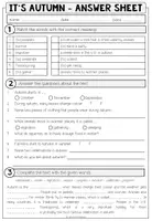 Vista previa - Hojas de trabajo - It's Autumn - Reading Comprehension (2-times differentiated + Conversation Strips) - página 3