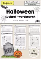 Vorschau - Arbeitsblätter - Halloween Arbeitsblatt Suchsel Wordsearch differenziert - Englisch - Deckblatt