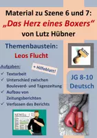 Vorschau - Arbeitsblätter - "Das Herz eines Boxers" (Lutz Hübner) Arbeitsblatt+Hilfekarte zu Sz. 6+7: Leos Flucht - Zeitungsbericht verfassen (Lektüre, Drama) - Deckblatt