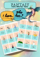 Vorschau - Spiele - 🎲Interaktives "I have.., who has..?" Spiel - FANTASY Edition - Deckblatt