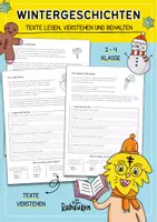 Vorschau - Arbeitsblätter - Wintergeschichten ☃️📃 - Lesen, verstehen und behalten / Leseübungen (Klasse 2-4) - Deckblatt