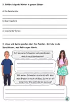 Vorschau - Arbeitsblätter - Dialog "Meine Geschwister" mit Aufgaben - 2fach Differenzierung DaZ / Deutsch - Seite 3