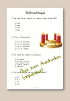 Vorschau - Arbeitsblätter - Weihnachtsquiz🎄 - Papierform, Powerpoint, interaktive PDF - Seite 1