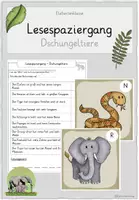 Vorschau - Arbeitsblätter - Lesespaziergang Dschungeltiere Klasse 1-3 (5-fach differenziert) - Deckblatt