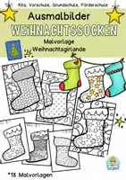 Vorschau - Arbeitsblätter - Weihnachten Nikolaus Ausmalbilder Bastelvorlage Weihnachtssocken Weihnachtsgirlande - Deckblatt