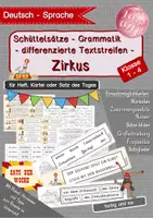 Vorschau - Arbeitsblätter - ZIRKUS - Schüttelsätze in 6 Varianten - für Schleichdiktat, Satz der Woche, RS und Grammatikübungen - zusammengesetzte Nomen - Deckblatt