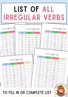 Vorschau - Arbeitsblätter - List of all irregular verbs / English / ESL - Deckblatt