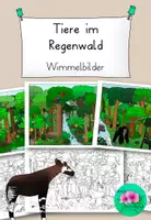 Vorschau - Mal- und Bastelvorlagen - Regenwald - 3 Wimmelbilder/Ausmalbilder - Deckblatt