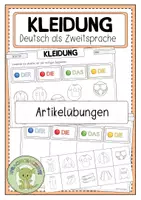 Vorschau - Arbeitsblätter - KLEIDUNG Artikelübung - Deckblatt