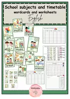 Vorschau - Präsentationen/Tafelbilder - School subjects and timetable: word cards and worksheets - Deckblatt