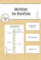 Vorschau - Poster - Merkblatt Blockflöte Plakat Kl. 1 - 4 - Deckblatt