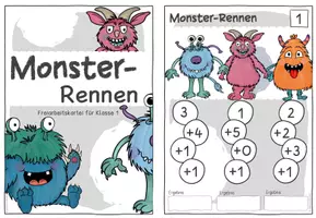 Vorschau - Aufgabenkarten - Monster-Rennen | Rechenkartei ZR 10 | Freiarbeitsmaterial - Seite 2
