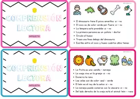 Vista previa - Tarjetas / Manipulativos - Tarjetas comprensión lectora (frases) - página 1