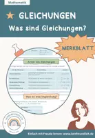Vorschau - Merkblätter - MERKBLATT – Was sind Gleichungen und Ungleichungen - Deckblatt