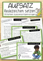 Vorschau - Anderer Materialtyp - Aufsatz – Redezeichen setzen (18 Karteien & passende Kopiervorlagen) - Deckblatt