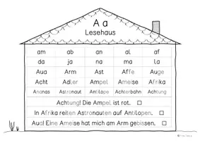 Vorschau - Arbeitsblätter - Lesehäuser - Leseübung zu jedem Buchstaben - Seite 1