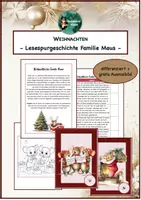 Vorschau - Mal- und Bastelvorlagen - Lesespurgeschichte Weihnachten bei Familie Maus, Lesen, Rätsel, differenziert, Lesespur - Deckblatt