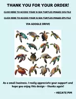 Aperçu - Matériel pour travaux manuels / dessin - Tortues de Mer SVG EPS PNG JPG PDF, 16 Animal Marin 300 DPI - Page 1