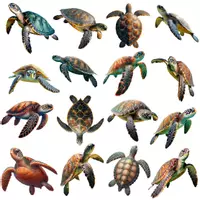 Aperçu - Matériel pour travaux manuels / dessin - Tortues de Mer SVG EPS PNG JPG PDF, 16 Animal Marin 300 DPI - Page 2