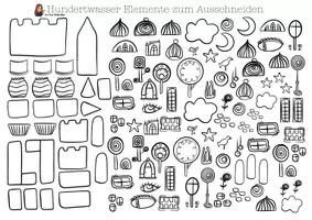 Vorschau - Mal- und Bastelvorlagen - Gestalte eine Häuserreihe nach Hundertwasser - Seite 3
