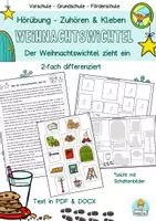 Vorschau - Mal- und Bastelvorlagen - Hörtext Hörübung Der Weihnachtswichtel zieht ein, Hörverstehen oder Leseverstehen Weihnachten - Deckblatt