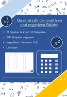 Vorschau - Arbeitsblätter - Quadratzahl der positiven und negativen Brüche | Mathematik | 26 Spalten - Deckblatt