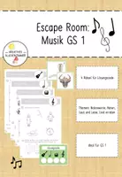 Vorschau - Stundenentwürfe - Escape Room Musik: Notenwerte uvm. Kl. 1+2 - Deckblatt