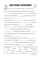 Vorschau - Arbeitsblätter - Lückentext - Der Monat November - Seite 1