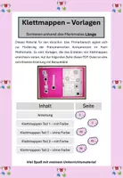 Vorschau - Mal- und Bastelvorlagen - 20 Klettmappen - Sortieren/Zuordnen - Merkmal "Länge" - Seite 1