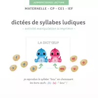 Aperçu - Jeux - L'atelier dictées de syllabes à imprimer - Page de couverture