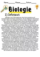 Vorschau - Unterrichtsreihen - Allergien und Immunantworten Informationen und Arbeitsblätter - Seite 1
