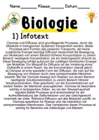 Vorschau - Unterrichtsreihen - Osmose und Diffusion Informationen und Arbeitsblätter - Seite 1