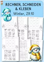 Vorschau - Arbeitsblätter - Schneemänner, Rechnen, Schneiden, Kleben, Anmalen, ZR10 - Deckblatt